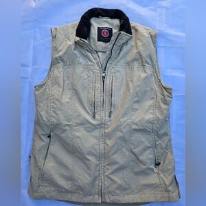 Men's Beige Vest Tec apparel Scottevest full zip Sz Large - fishing hiking